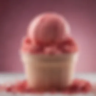 Vibrant Ruby Cocoa Ice Cream A close-up view of ruby cocoa ice cream showcasing its vibrant color