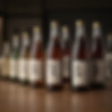 Diversity of Sake: Styles and Labels An array of sake bottles showcasing different styles and labels
