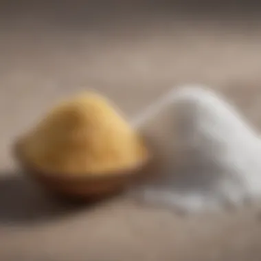 Close-up of granulated sugar and a sanding sugar substitute side by side