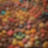 A beautifully arranged display of colorful handcrafted confections