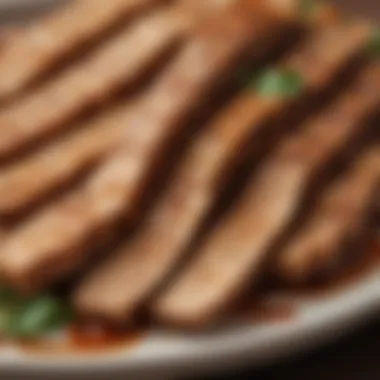 Flavorful Seasoned Seitan Strips A close-up view of seasoned seitan strips on a plate