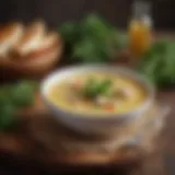 A bowl of she crab soup garnished with fresh herbs