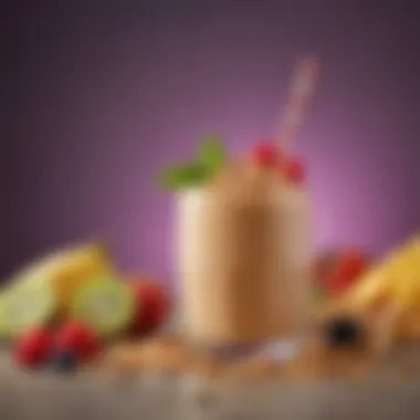 Vibrant Fruit and Peanut Butter Smoothie Colorful fruit and peanut butter smoothie in a glass