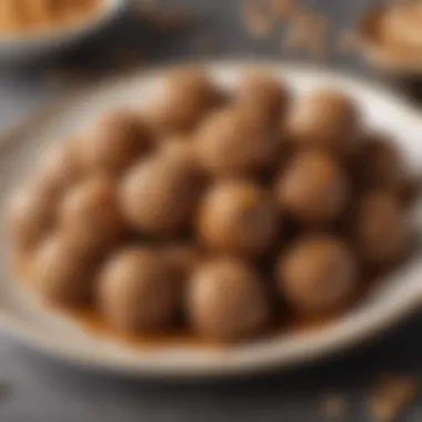 Nutritious peanut butter energy balls arranged on a plate