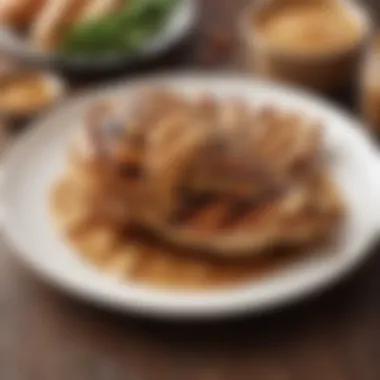 Grilled Chicken with Savory Peanut Butter Sauce Savory peanut butter sauce drizzled over grilled chicken