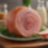 A beautifully cooked spiral ham garnished with fresh herbs