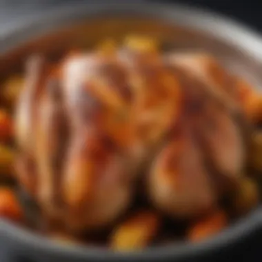 A bowl of marinated chicken with enticing colors and textures