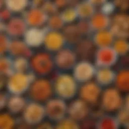 A vibrant spread of assorted tapas showcasing various colors and textures.