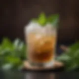 A refreshing mint julep cocktail garnished with fresh mint leaves