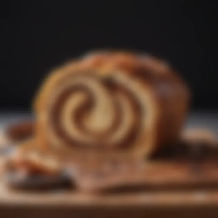 Slice of cinnamon babka showcasing its swirled filling