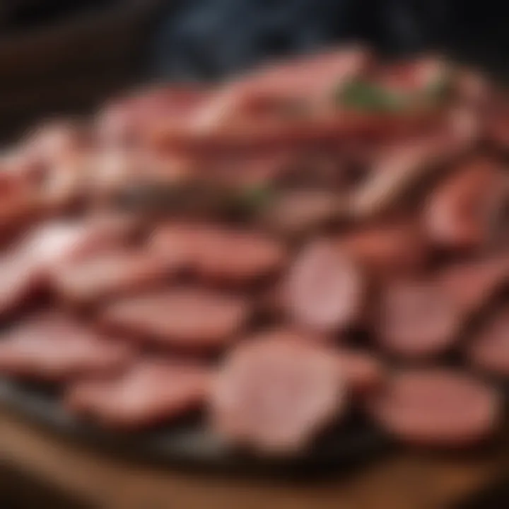 An array of various meats placed strategically in a smoker, ready for infusion.