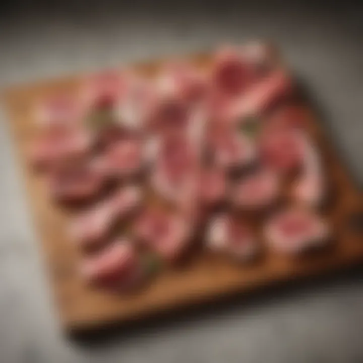 An elegant display of assorted lamb cuts on a wooden board