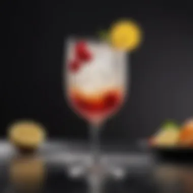 An Elegant Collins Presentation Elegant Collins glass with a cocktail and garnishes