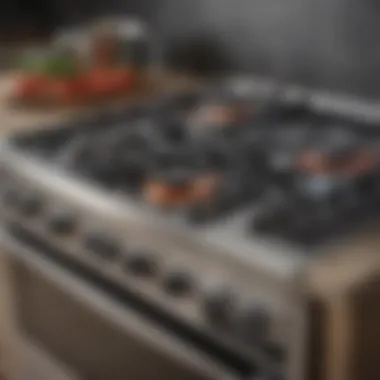 Gas Range Highlighting Advanced Safety Features Gas range with advanced safety features highlighted