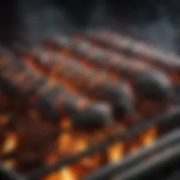 Charcoal grill with vibrant flames