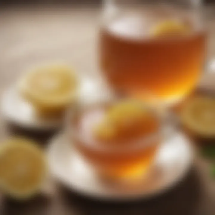 A soothing cup of honey and lemon tea, symbolizing relief and comfort.