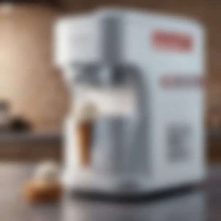 A close-up of an advanced electric ice cream maker showcasing its sleek design