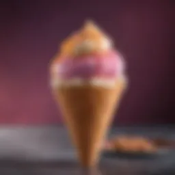 Artisan ice cream cone with vibrant colors and textures