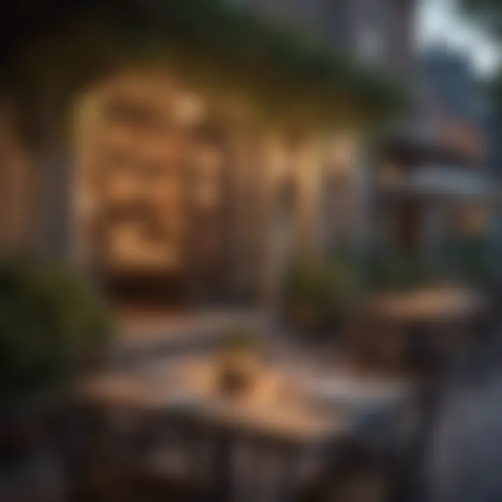 Elegant outdoor dining setup with soft lighting