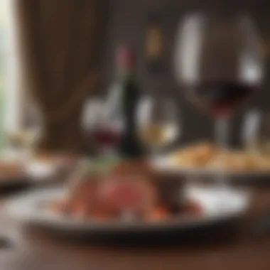 Elegant Dining with Wine Pairing Elegant dining setting with wine pairing