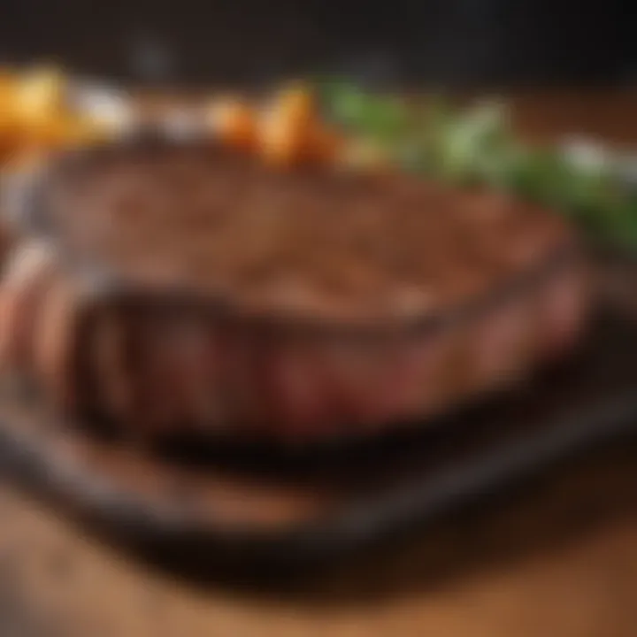 Sizzling steak cooked to perfection
