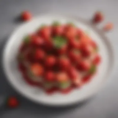 Fresh strawberries arranged elegantly on a dessert plate