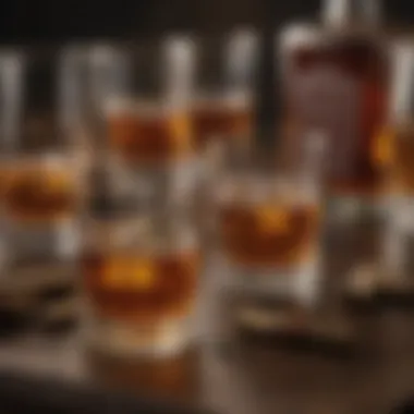 Whiskey Bullets and Glasses Elegant display of whiskey bullets alongside traditional whiskey glasses