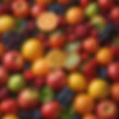 Seasonal Fruits Display Colorful fruits representing seasonal offerings