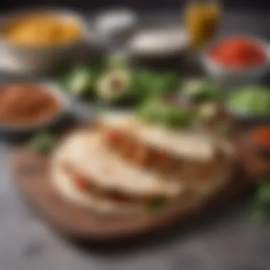 Ingredients for Chipotle Chicken Quesadilla laid out on a countertop