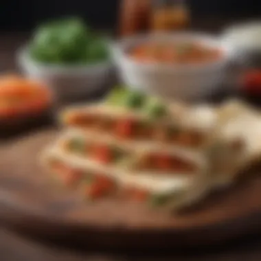 A beautiful presentation of a quesadilla with salsa on the side
