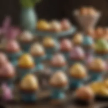 Diverse Easter Egg Dessert Display A variety of colorful Easter egg desserts on a table