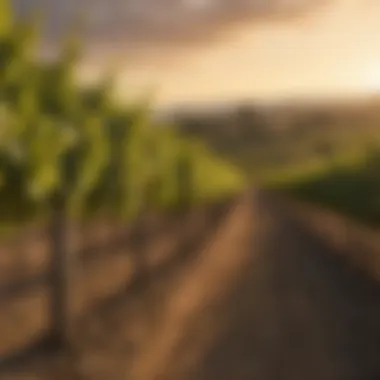 A picturesque vineyard during golden hour