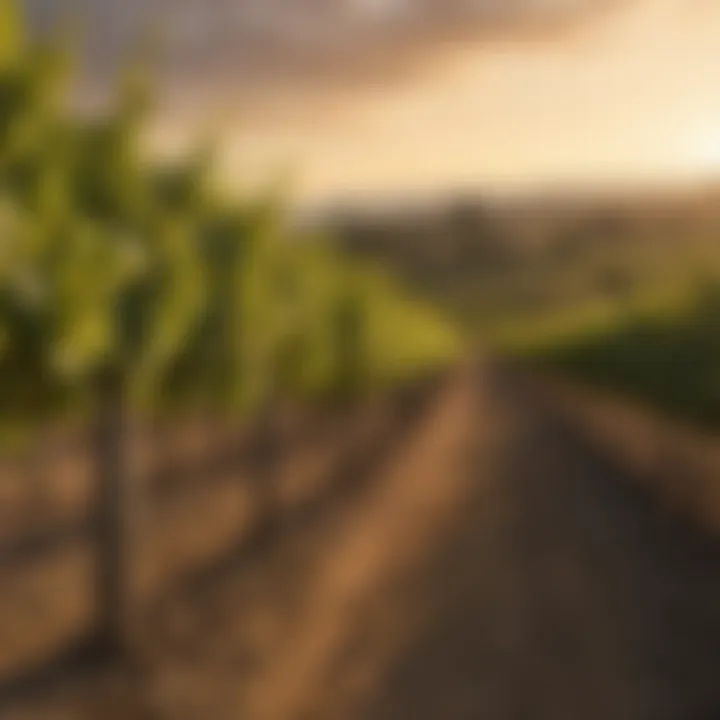 A picturesque vineyard during golden hour