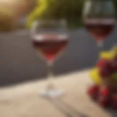 Red Wine Under the Sun A close-up of a glass of red wine reflecting sunlight