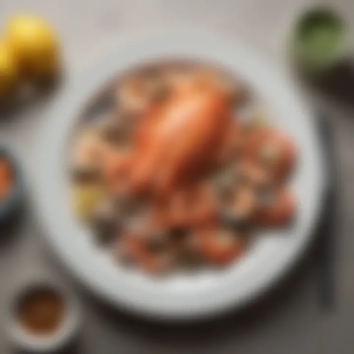 Healthy portion sizes of seafood on a plate