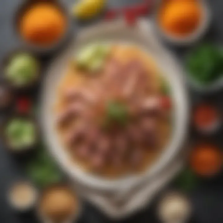 An overhead view of ingredients used in crispy rice tuna, highlighting freshness and quality.
