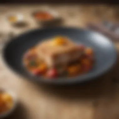 Artistic Presentation in Gourmet Cooking A beautifully plated gourmet dish showcasing artistic culinary presentation