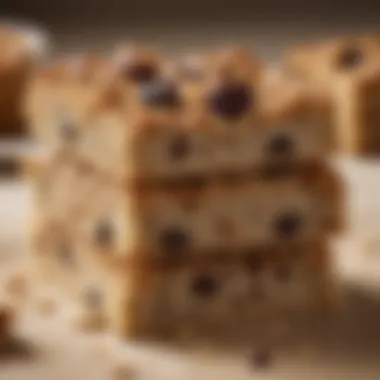 Freshly Baked Raisin Oatmeal Bar A close-up view of a freshly baked raisin oatmeal bar, showcasing its texture and color.