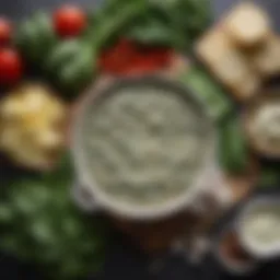 A vibrant display of fresh spinach and artichoke ingredients ready for a dip recipe