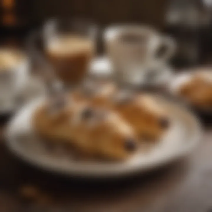 A traditional Sicilian setting featuring a platter of cannoli alongside a cup of espresso.