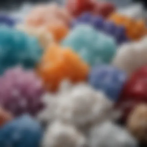 A close-up of various salt crystals showcasing their unique textures and colors.