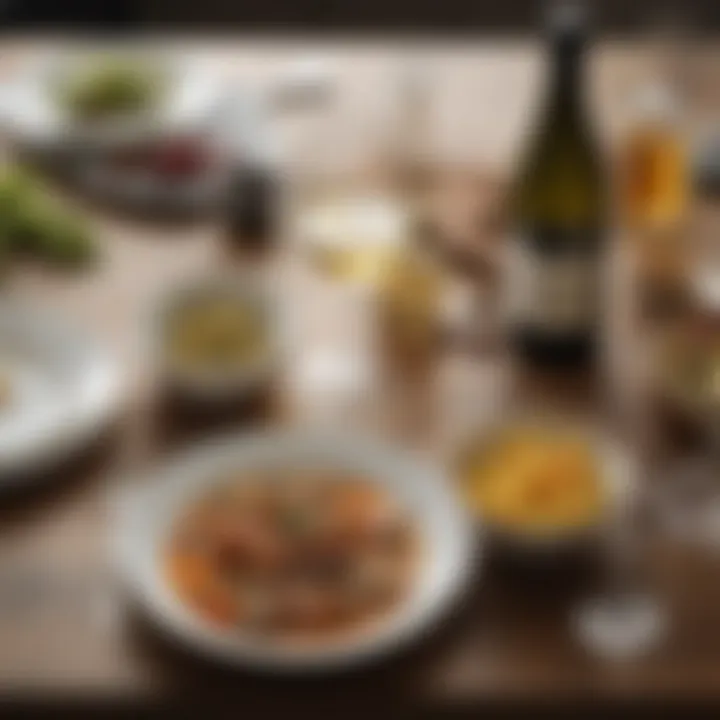 A beautifully arranged dining table featuring dishes paired with Riesling