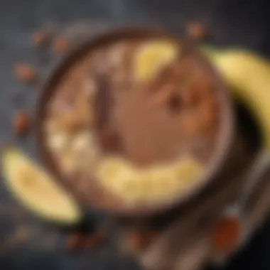 Nourishing Cocoa Smoothie Bowl A vibrant smoothie bowl made with cocoa, topped with banana slices, nuts, and seeds.