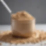 Close-up view of protein powder with a spoon