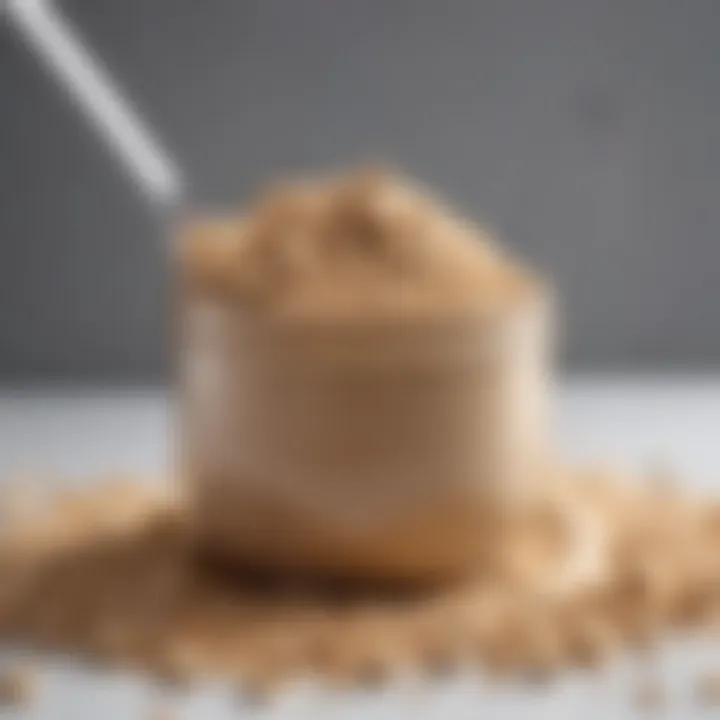 Close-up view of protein powder with a spoon