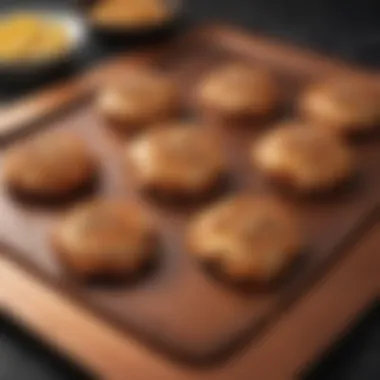 Close-Up of Food Cooked on Copper Mat Close-up of food items cooked on a copper cooking mat