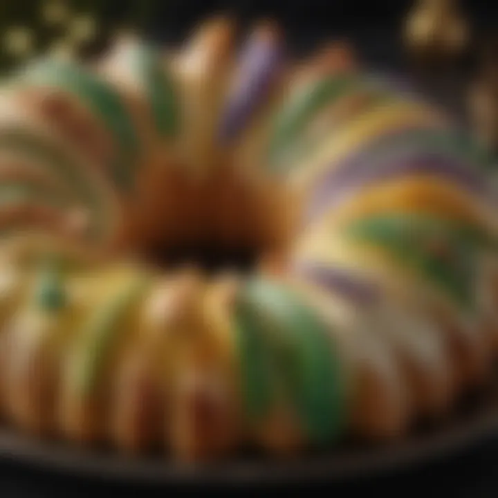 A historical depiction of the origins of king cake in a cultural celebration