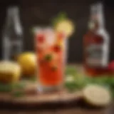 A vibrant summer cocktail featuring beer, vodka, and lemonade garnished with fresh herbs