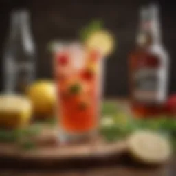 A vibrant summer cocktail featuring beer, vodka, and lemonade garnished with fresh herbs