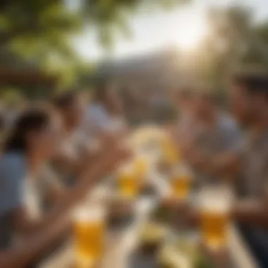 Outdoor Summer Gathering An outdoor gathering with friends enjoying summer drinks in a lively atmosphere